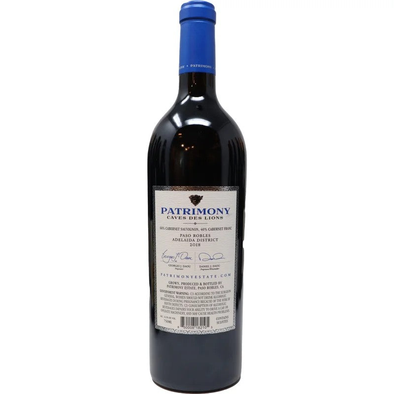 2018PatrimonyEstates“CavesdesLions”RedBlend,PasoRobles,California–PERRINE’sWINESHOP